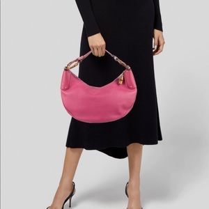 Gucci Pink Leather Medium Bamboo Ring Hobo